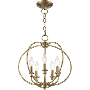 HomeRoots Five Light Dimmable Chandelier - Contemporary Cylinder Design for Modern Ambiance in Any Room 687452