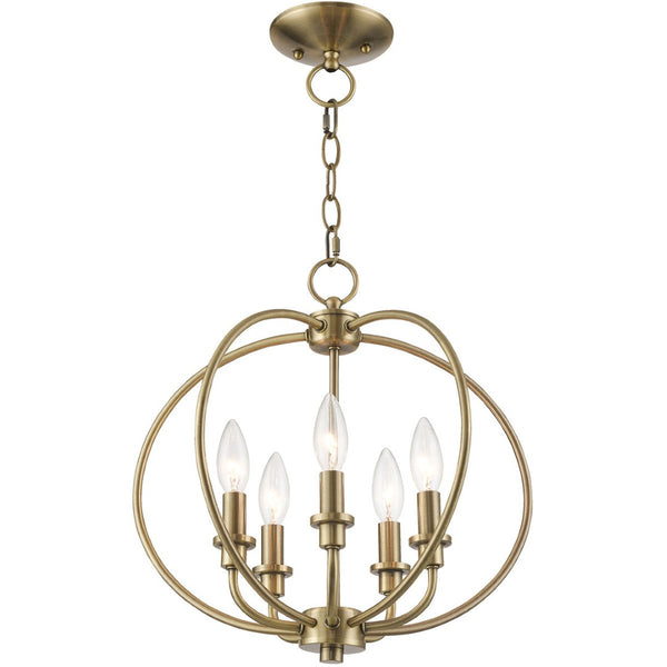 HomeRoots Five Light Dimmable Chandelier - Contemporary Cylinder Design for Modern Ambiance in Any Room 687452