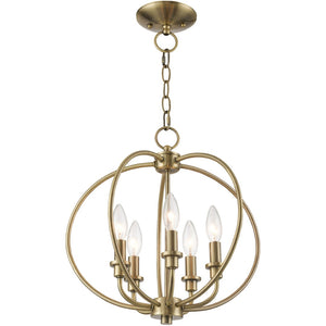 HomeRoots Five Light Dimmable Chandelier - Contemporary Cylinder Design for Modern Ambiance in Any Room 687452