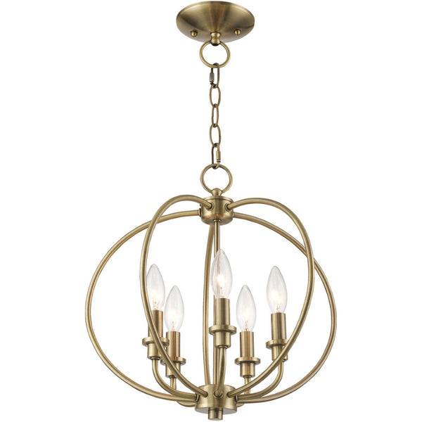 HomeRoots Five Light Dimmable Chandelier - Contemporary Cylinder Design for Modern Ambiance in Any Room 687452