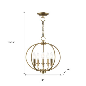 HomeRoots Five Light Dimmable Chandelier - Contemporary Cylinder Design for Modern Ambiance in Any Room 687452