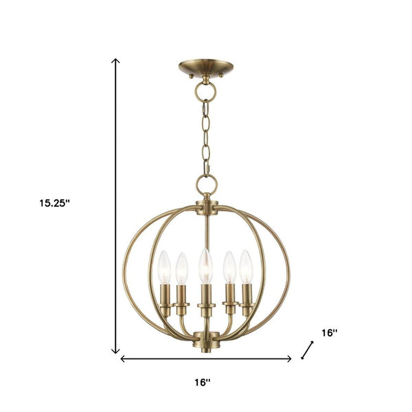 HomeRoots Five Light Dimmable Chandelier - Contemporary Cylinder Design for Modern Ambiance in Any Room 687452