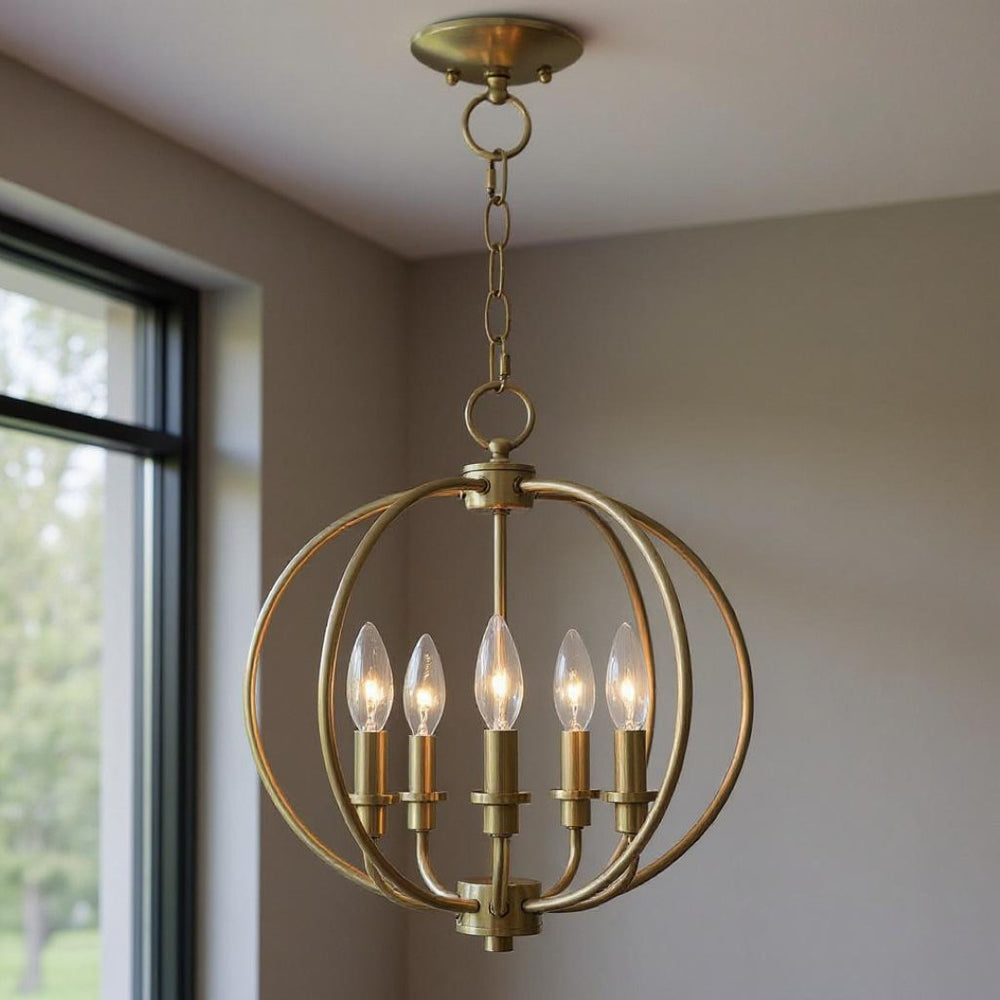 HomeRoots Five Light Dimmable Chandelier - Contemporary Cylinder Design for Modern Ambiance in Any Room 687452