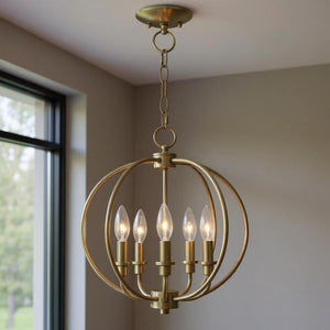 HomeRoots Five Light Dimmable Chandelier - Contemporary Cylinder Design for Modern Ambiance in Any Room 687452