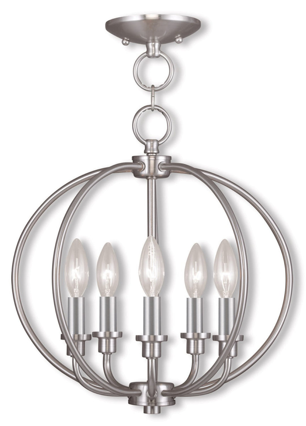 HomeRoots Five Light Dimmable Chandelier with Sleek Cylinder Shades - Modern Ambiance for Any Space 687453