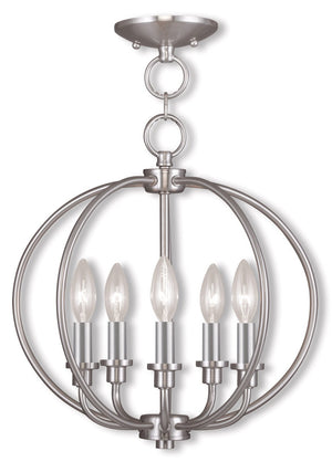 HomeRoots Five Light Dimmable Chandelier with Sleek Cylinder Shades - Modern Ambiance for Any Space 687453