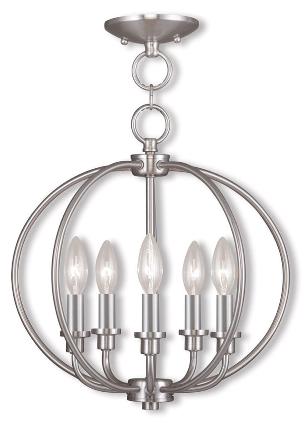 HomeRoots Five Light Dimmable Chandelier with Sleek Cylinder Shades - Modern Ambiance for Any Space 687453