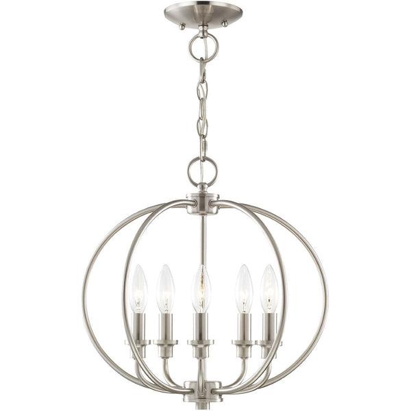 HomeRoots Five Light Dimmable Chandelier with Sleek Cylinder Shades - Modern Ambiance for Any Space 687453