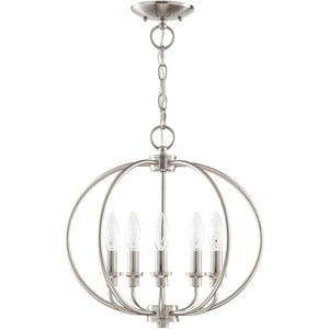 HomeRoots Five Light Dimmable Chandelier with Sleek Cylinder Shades - Modern Ambiance for Any Space 687453