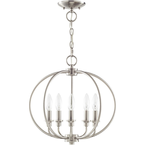 HomeRoots Five Light Dimmable Chandelier with Sleek Cylinder Shades - Modern Ambiance for Any Space 687453