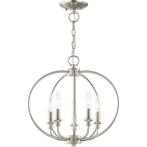 HomeRoots Five Light Dimmable Chandelier with Sleek Cylinder Shades - Modern Ambiance for Any Space 687453