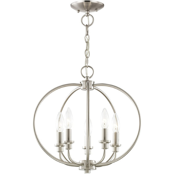 HomeRoots Five Light Dimmable Chandelier with Sleek Cylinder Shades - Modern Ambiance for Any Space 687453