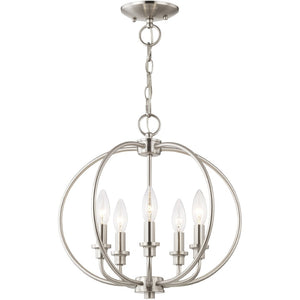 HomeRoots Five Light Dimmable Chandelier with Sleek Cylinder Shades - Modern Ambiance for Any Space 687453