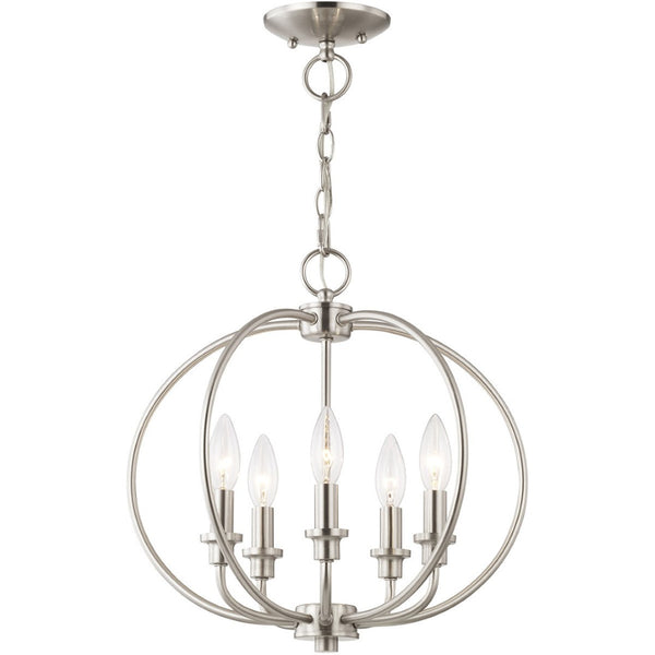 HomeRoots Five Light Dimmable Chandelier with Sleek Cylinder Shades - Modern Ambiance for Any Space 687453