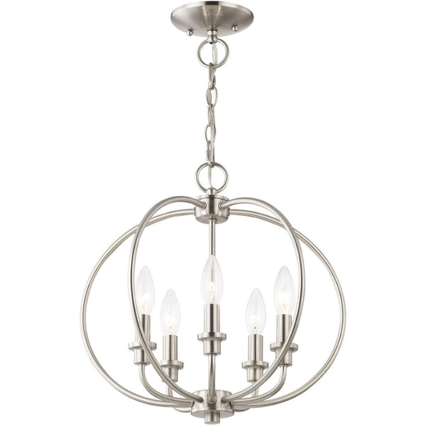 HomeRoots Five Light Dimmable Chandelier with Sleek Cylinder Shades - Modern Ambiance for Any Space 687453