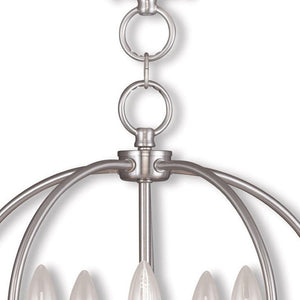 HomeRoots Five Light Dimmable Chandelier with Sleek Cylinder Shades - Modern Ambiance for Any Space 687453