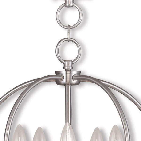 HomeRoots Five Light Dimmable Chandelier with Sleek Cylinder Shades - Modern Ambiance for Any Space 687453