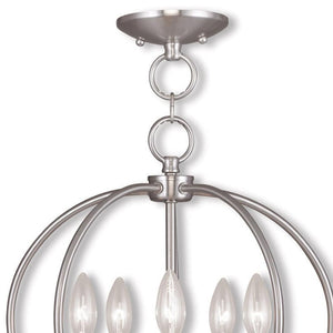HomeRoots Five Light Dimmable Chandelier with Sleek Cylinder Shades - Modern Ambiance for Any Space 687453