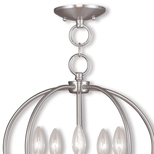 HomeRoots Five Light Dimmable Chandelier with Sleek Cylinder Shades - Modern Ambiance for Any Space 687453