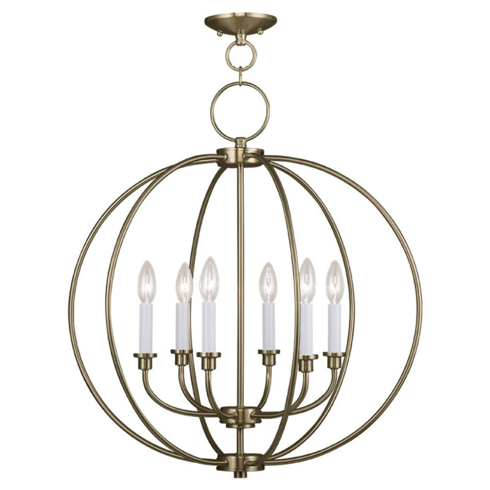 HomeRoots Brass Six-Light Dimmable Chandelier with Elegant Cylinder Shades for Modern Home Décor and Ambiance 687454