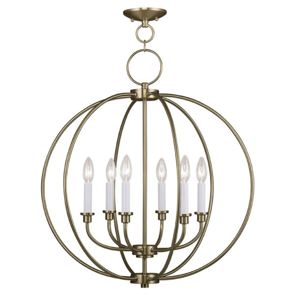 HomeRoots Brass Six-Light Dimmable Chandelier with Elegant Cylinder Shades for Modern Home Décor and Ambiance 687454