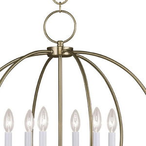 HomeRoots Brass Six-Light Dimmable Chandelier with Elegant Cylinder Shades for Modern Home Décor and Ambiance 687454