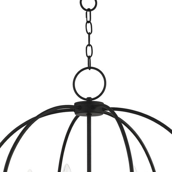 HomeRoots Six Light Dimmable Chandelier – Modern Cylinder Design with Steel Shades for Elegant Lighting Solutions 687455