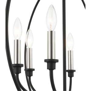 HomeRoots Six Light Dimmable Chandelier – Modern Cylinder Design with Steel Shades for Elegant Lighting Solutions 687455