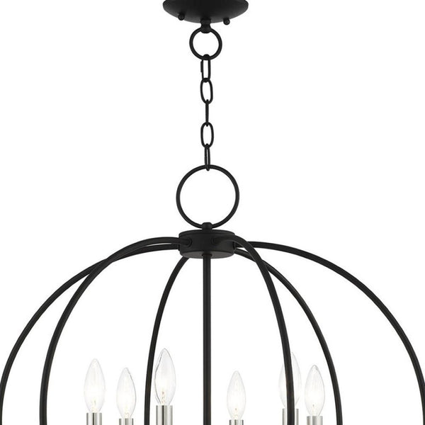 HomeRoots Six Light Dimmable Chandelier – Modern Cylinder Design with Steel Shades for Elegant Lighting Solutions 687455