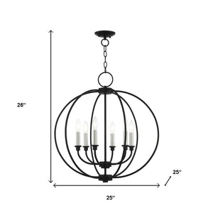 HomeRoots Six Light Dimmable Chandelier – Modern Cylinder Design with Steel Shades for Elegant Lighting Solutions 687455