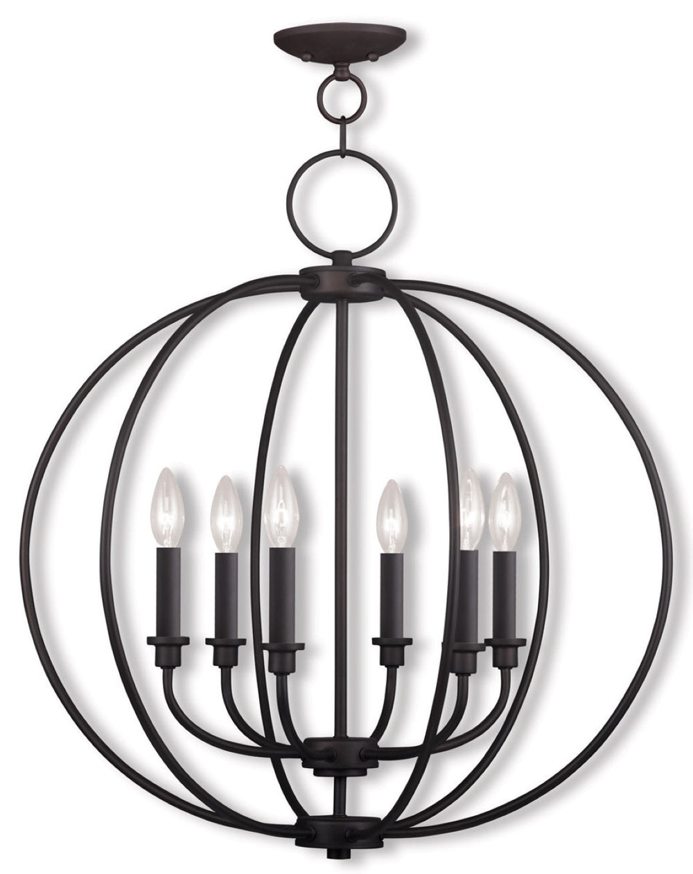 HomeRoots Bronze Six-Light Dimmable Chandelier with Elegant Shades for Entryway, Dining Room & Kitchen Decor 687456