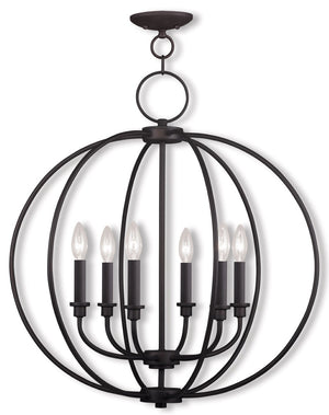 HomeRoots Bronze Six-Light Dimmable Chandelier with Elegant Shades for Entryway, Dining Room & Kitchen Decor 687456