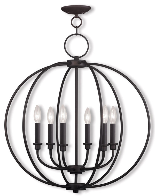 HomeRoots Bronze Six-Light Dimmable Chandelier with Elegant Shades for Entryway, Dining Room & Kitchen Decor 687456