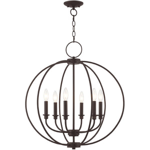 HomeRoots Bronze Six-Light Dimmable Chandelier with Elegant Shades for Entryway, Dining Room & Kitchen Decor 687456