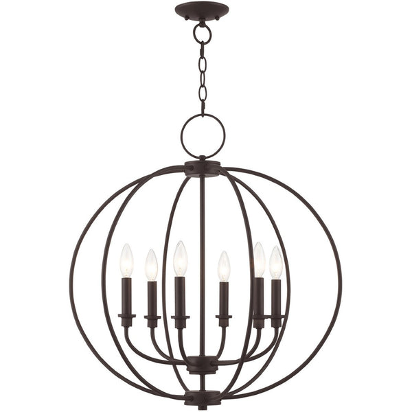 HomeRoots Bronze Six-Light Dimmable Chandelier with Elegant Shades for Entryway, Dining Room & Kitchen Decor 687456