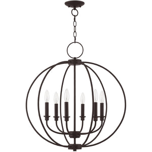 HomeRoots Bronze Six-Light Dimmable Chandelier with Elegant Shades for Entryway, Dining Room & Kitchen Decor 687456