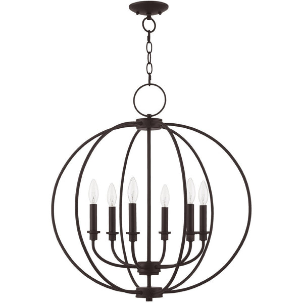 HomeRoots Bronze Six-Light Dimmable Chandelier with Elegant Shades for Entryway, Dining Room & Kitchen Decor 687456
