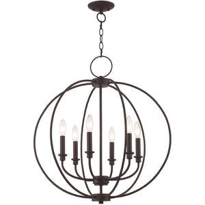 HomeRoots Bronze Six-Light Dimmable Chandelier with Elegant Shades for Entryway, Dining Room & Kitchen Decor 687456