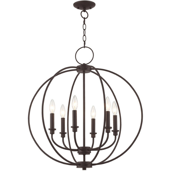 HomeRoots Bronze Six-Light Dimmable Chandelier with Elegant Shades for Entryway, Dining Room & Kitchen Decor 687456