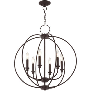HomeRoots Bronze Six-Light Dimmable Chandelier with Elegant Shades for Entryway, Dining Room & Kitchen Decor 687456