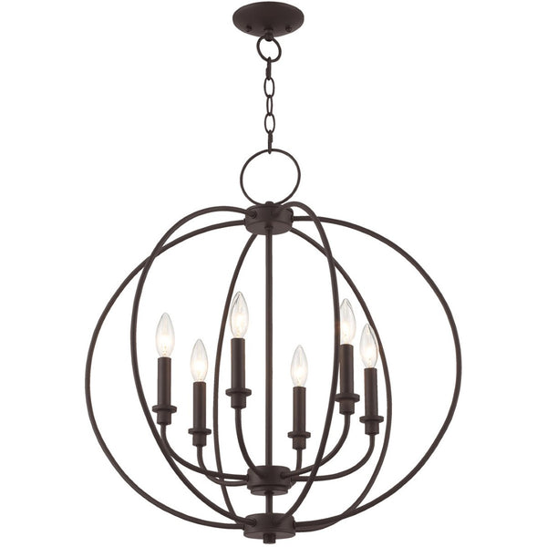 HomeRoots Bronze Six-Light Dimmable Chandelier with Elegant Shades for Entryway, Dining Room & Kitchen Decor 687456