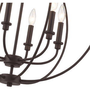 HomeRoots Bronze Six-Light Dimmable Chandelier with Elegant Shades for Entryway, Dining Room & Kitchen Decor 687456