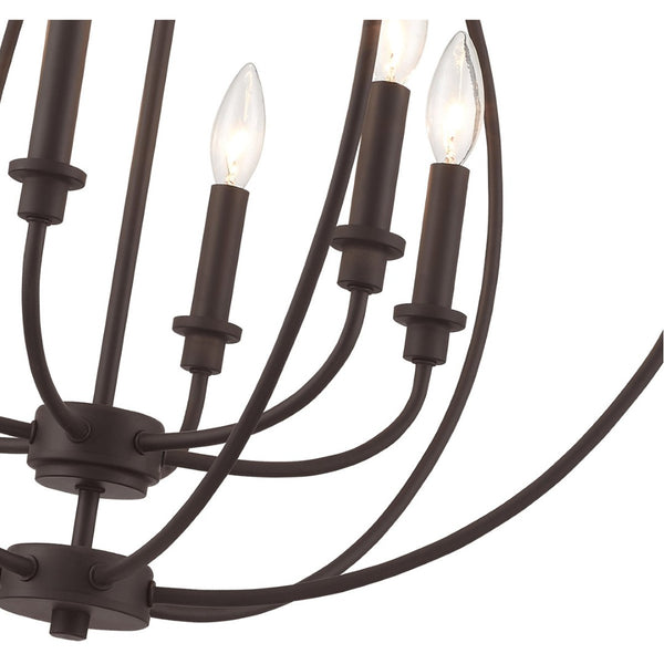 HomeRoots Bronze Six-Light Dimmable Chandelier with Elegant Shades for Entryway, Dining Room & Kitchen Decor 687456