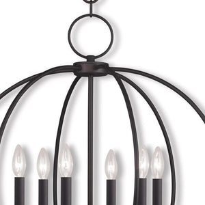 HomeRoots Bronze Six-Light Dimmable Chandelier with Elegant Shades for Entryway, Dining Room & Kitchen Decor 687456