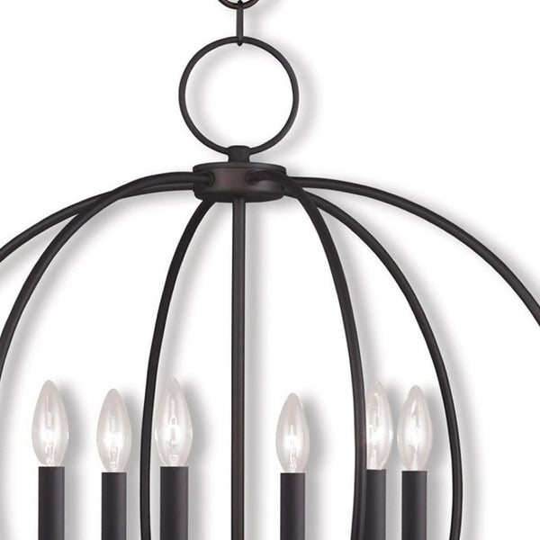 HomeRoots Bronze Six-Light Dimmable Chandelier with Elegant Shades for Entryway, Dining Room & Kitchen Decor 687456
