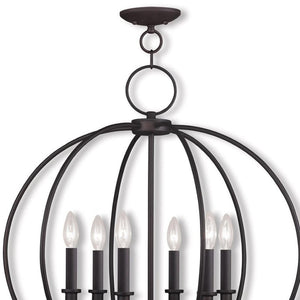 HomeRoots Bronze Six-Light Dimmable Chandelier with Elegant Shades for Entryway, Dining Room & Kitchen Decor 687456