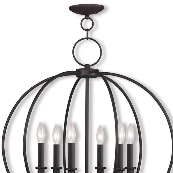HomeRoots Bronze Six-Light Dimmable Chandelier with Elegant Shades for Entryway, Dining Room & Kitchen Decor 687456