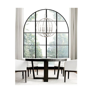 HomeRoots Six Light Dimmable Chandelier - Modern Steel Centerpiece with Customizable Ambiance for Any Room 687457