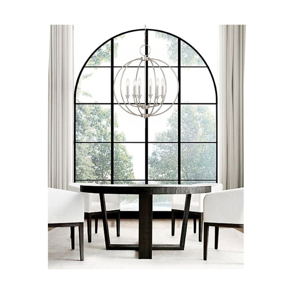 HomeRoots Six Light Dimmable Chandelier - Modern Steel Centerpiece with Customizable Ambiance for Any Room 687457