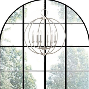 HomeRoots Six Light Dimmable Chandelier - Modern Steel Centerpiece with Customizable Ambiance for Any Room 687457